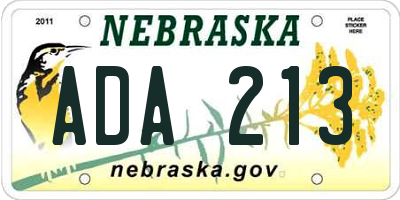 NE license plate ADA213