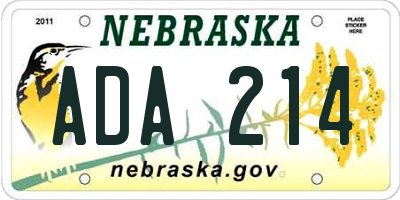 NE license plate ADA214