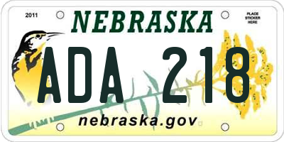 NE license plate ADA218