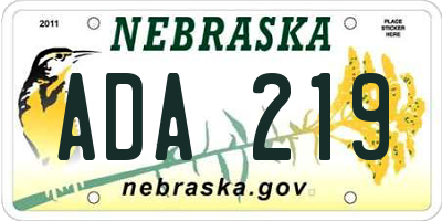 NE license plate ADA219