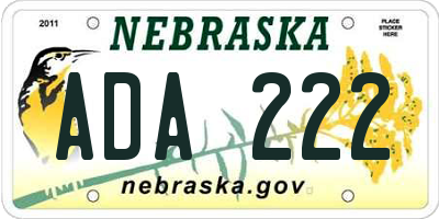 NE license plate ADA222