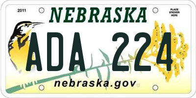 NE license plate ADA224