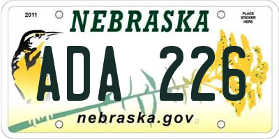 NE license plate ADA226