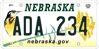 NE license plate ADA234