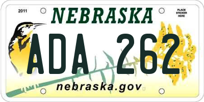 NE license plate ADA262