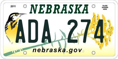 NE license plate ADA274
