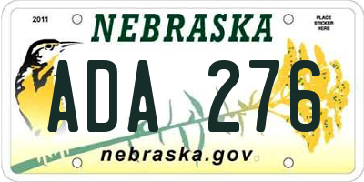 NE license plate ADA276