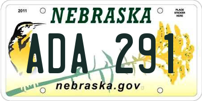 NE license plate ADA291