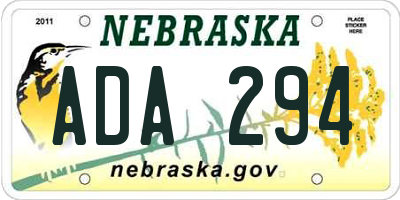 NE license plate ADA294