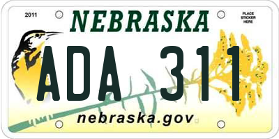 NE license plate ADA311