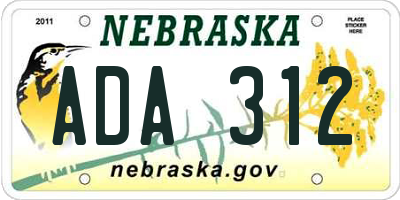 NE license plate ADA312