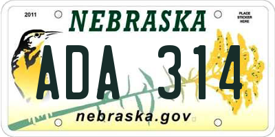 NE license plate ADA314