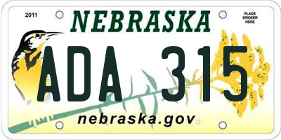 NE license plate ADA315