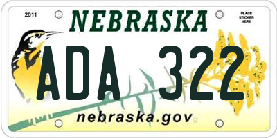 NE license plate ADA322