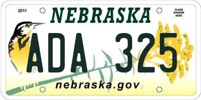 NE license plate ADA325