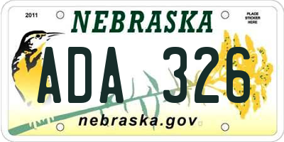 NE license plate ADA326