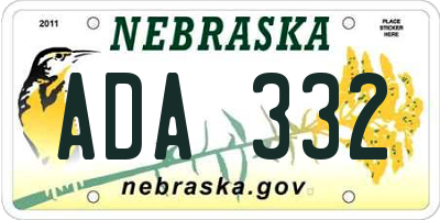 NE license plate ADA332