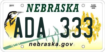 NE license plate ADA333