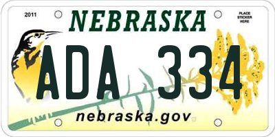 NE license plate ADA334