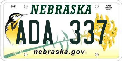 NE license plate ADA337