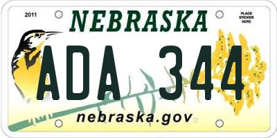 NE license plate ADA344