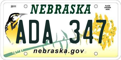 NE license plate ADA347