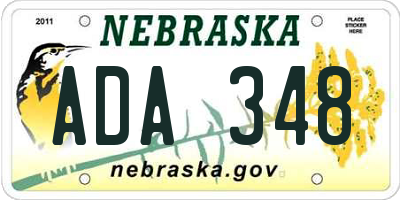 NE license plate ADA348