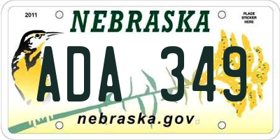 NE license plate ADA349