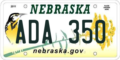 NE license plate ADA350