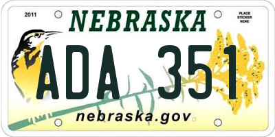 NE license plate ADA351