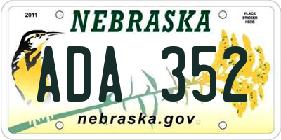 NE license plate ADA352