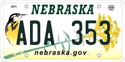 NE license plate ADA353