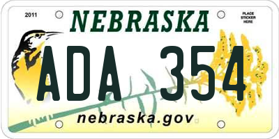 NE license plate ADA354