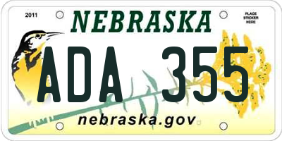 NE license plate ADA355