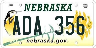 NE license plate ADA356