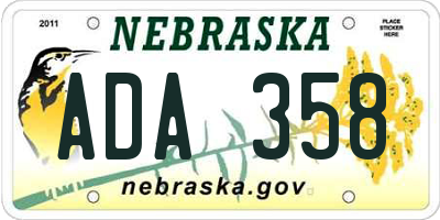 NE license plate ADA358