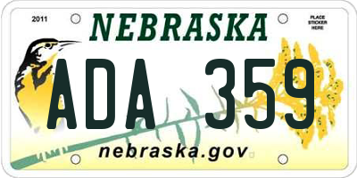 NE license plate ADA359