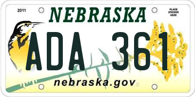 NE license plate ADA361