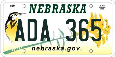 NE license plate ADA365