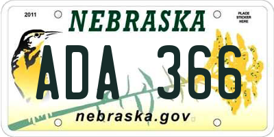 NE license plate ADA366