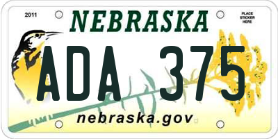 NE license plate ADA375