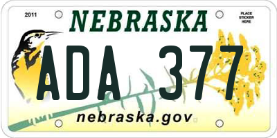 NE license plate ADA377