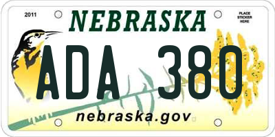 NE license plate ADA380