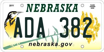 NE license plate ADA382