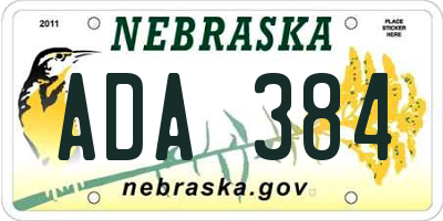 NE license plate ADA384