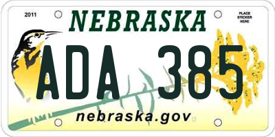 NE license plate ADA385