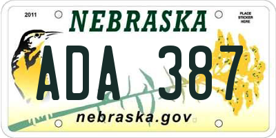 NE license plate ADA387