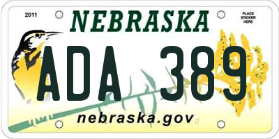 NE license plate ADA389