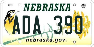 NE license plate ADA390