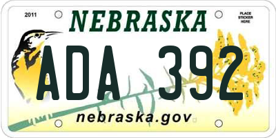 NE license plate ADA392